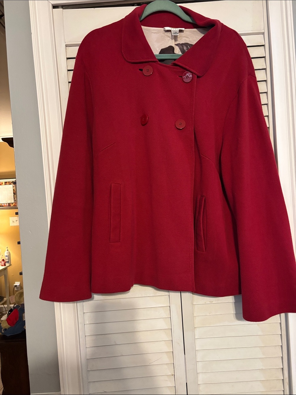 Talbots Red Double-Breasted Peacoat Jacket